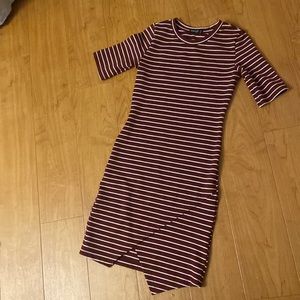 Striped body con midi dress